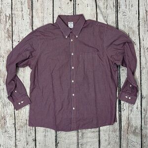 Brooks Brothers Plaid Button Down Dress Work Mens Long Sleeve Shirt